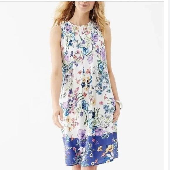J. Jill Dresses & Skirts - J. Jill Women’s White Blooming Floral Print Sleeveless Dress Size S